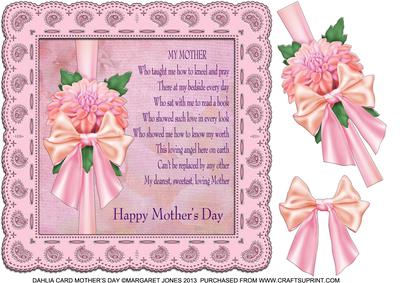 Mothers Day Dahlia 8 x 8 Card
