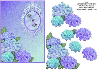 Mum Dahlia Card - Mothers Day or Birthday