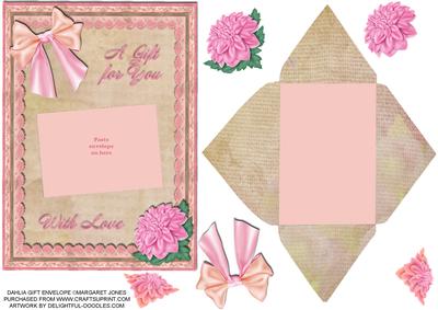 Dahlia Card with Mini Envelope for Gift Card/money