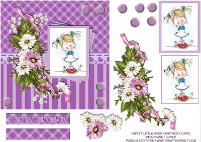 Sweet Little Avery Birthday Card or Any Occasion