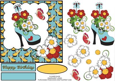 Flower Shoe 6 x 6 Card - Birthday or Any Occasion