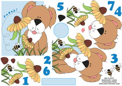 Bee Puppy Over-the-edge Card, Age 1-7 Birthday