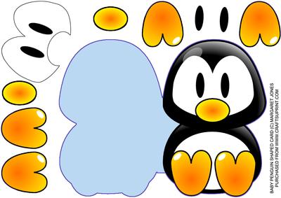 Baby Penguin Shaped Card 8 x 8