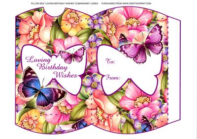 Birthday Pillow Box, Flowers & Butterflies