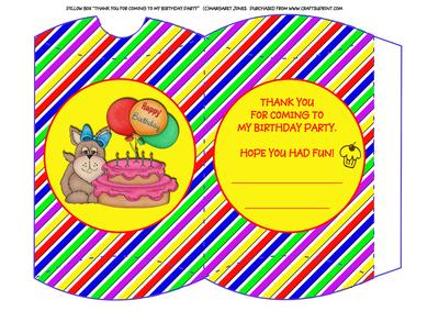 Thank You for Coming to My Birthday Party Pillow Box