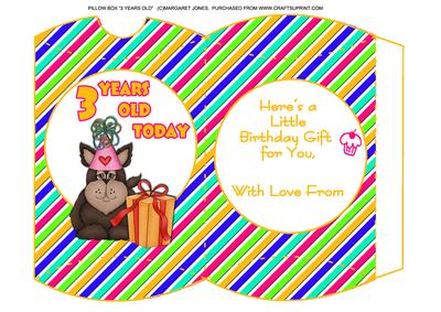 3 Years Old Birthday Pillow Box