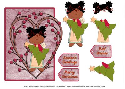 Heart Wreath Angel Over the Side Card