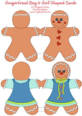 Gingerbread Boy & Girl Shaped Cards