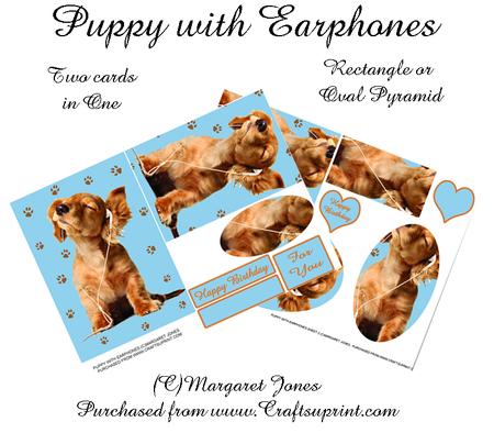 Cute Puppy with Earphones Mini Kit Birthday or Any Occasion