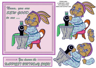 Sewing Machine Nana Birthday Card