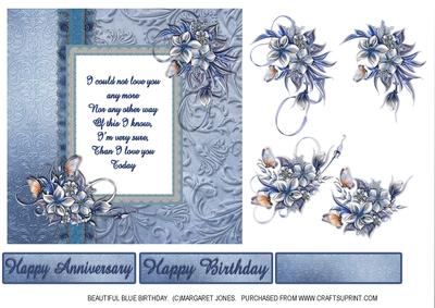 Beautiful Blue Birthday 6 x 6 Card