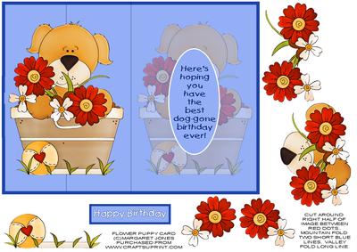 Flower Puppy Folded Card