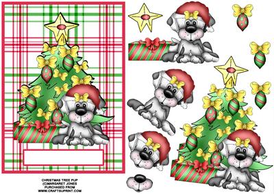 Christmas Puppy with Gifts 5 x 7 Card
