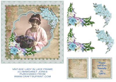 Vintage Lady in Lace Frame 6 x 6