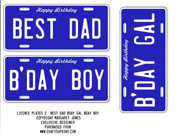Licence Plates 2 - Best Dad, Birthday Boy, Gal