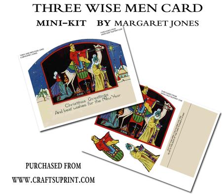 Vintage A4 Size Christmas Card Three Wise Men