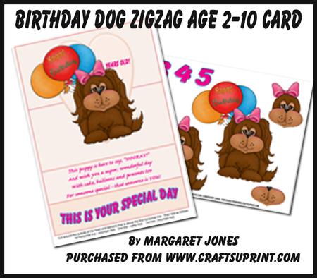 Birthday Dog Zigzag Card Age 2-10 Mini-kit