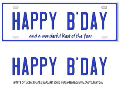 Happy B-day Licence Plate Dl Card