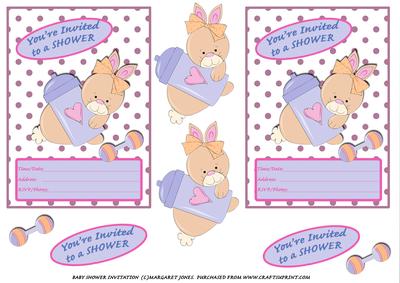 Two Baby Shower Invitation Card Fronts 5 x 7