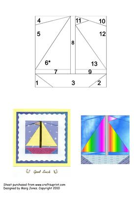 Quilt Square 026 Yacht/sailboat Iris Folding Pattern