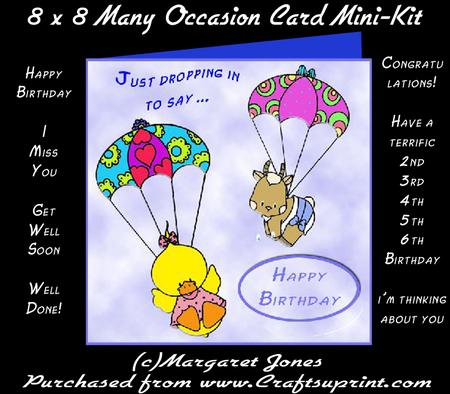 Just Dropping in - Cute Many Occasion Card 8x8 Mini Kit
