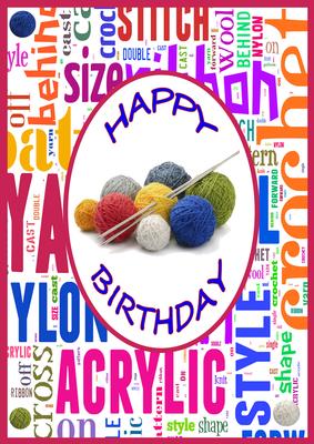 A4 Birthday Card for a Knitting/crochet Addict