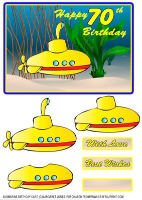 Submarine Birthday Card for 70 Yr. Old