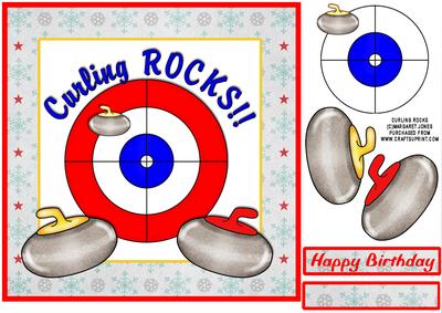 Curling Rocks!! 8 x 8 Card for Many Occasions