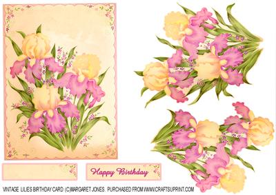 Vintage Lilies Birthday Card