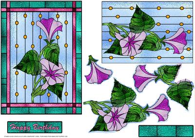 Morning Glory Stained Glass Birthday Card