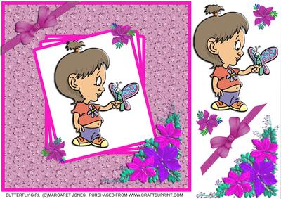 Butterfly Girl 8 x 8 Card