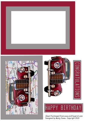 Antique Car Easy Pyramid with Decoupage