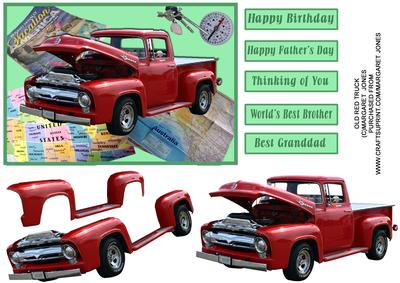 Old Red Truck Birthday,any Occasion, Male