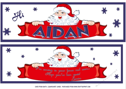 Personalized Name Card from Santa - Large DL Card Front PLUS Insert