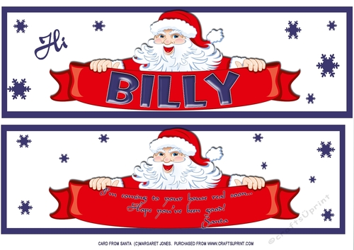 Personalized Card from Santa  Large DL Card Front PLUS Insert