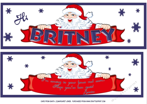 Personalized Name Card from Santa - Large DL Card Front PLUS Insert