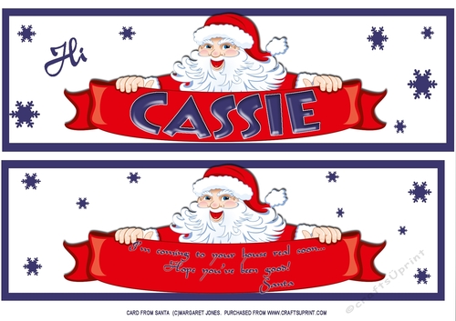 Personalized Name Card from Santa - Large DL Card Front PLUS Insert