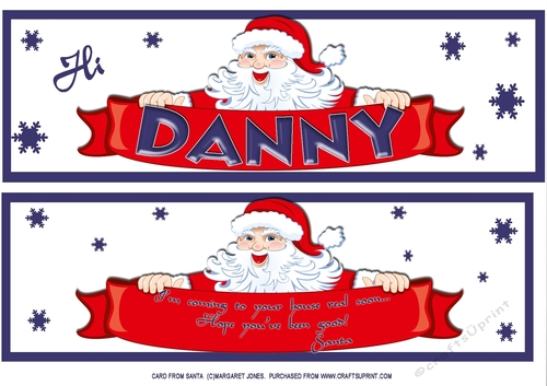 Personalized Name Card from Santa - Large DL Card Front PLUS Insert