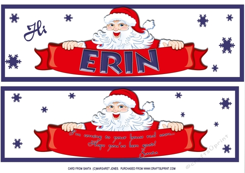 Personalized Name Card from Santa - Large DL Card Front PLUS Insert