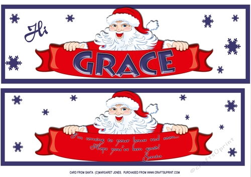 Personalized Name Card from Santa - Large DL Card Front PLUS Insert