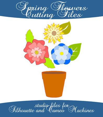 Spring Flowers & Pot Cutting Files For Silhouette & Cameo
