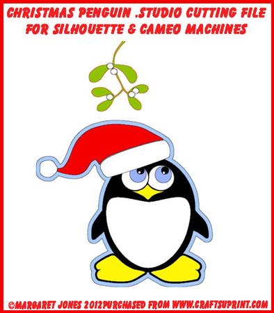 Christmas Penguin Under The Mistletoe Cutting File