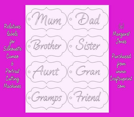 Silhouette Relatives Labels Cutting Files