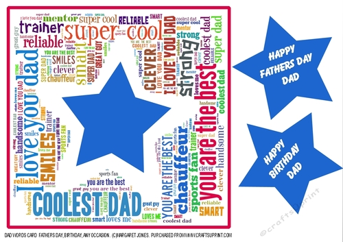 Dad Words Card - Fathers Day,  Birthday, Any Occasion