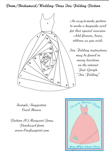 Prom/Graduation/Bridesmaid/Wedding Dress Iris Folding Pattern