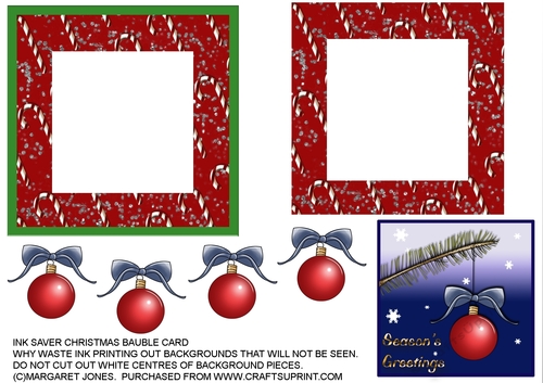 Christmas Ornament Ink Saver Card