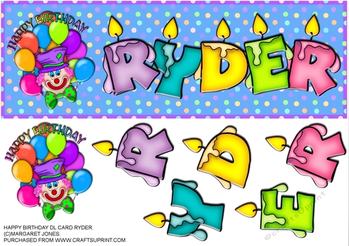 Clown DL Card with name RYDER
