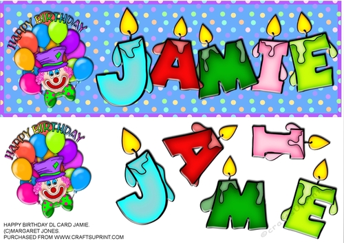 Clown DL Card with name JAMIE