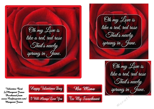Valentine Rose with Poem 6x6 Card