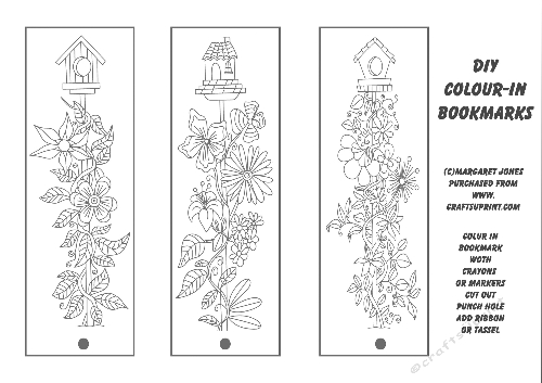 Bookmarks - DIY Colour It Floral Bookmarks